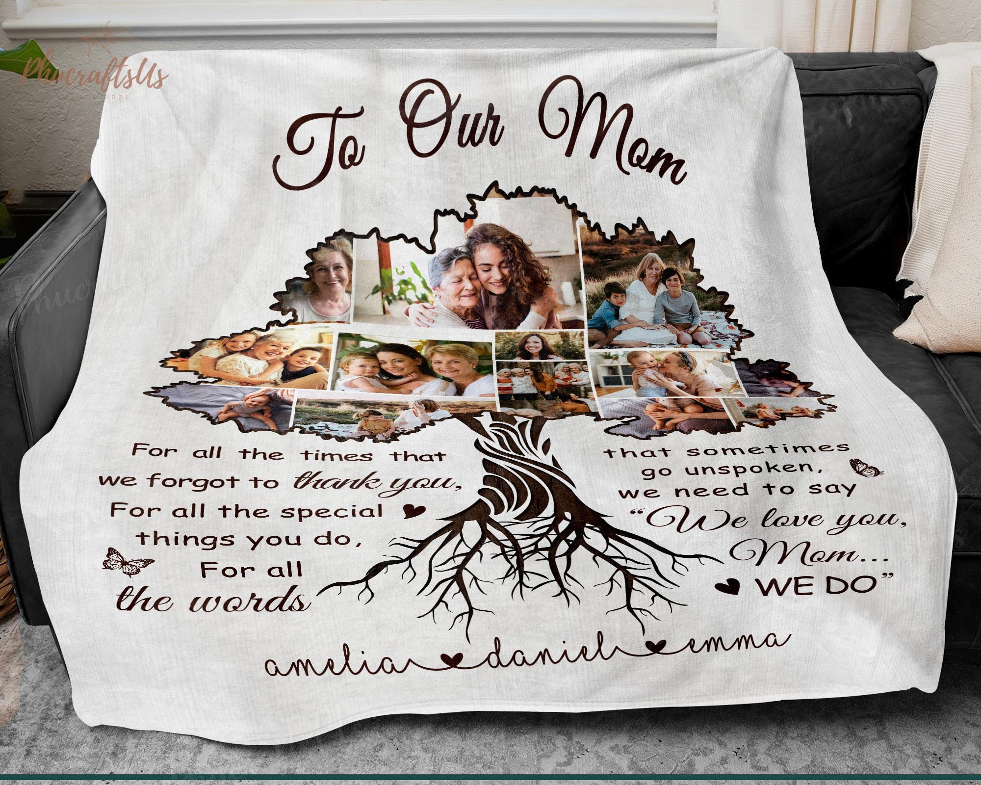 Discover Christmas Gift for Mom, Mom Blanket, Gifts For Mom From Daughter, Custom Family Photo Collage Blanket, Mom Birthday Gift From Daughter