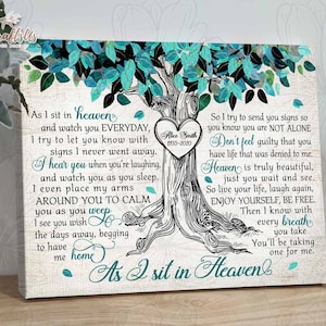 As I Sit In Heaven Memorial Gift Loss Of Mother, Family Tree Funeral Gift, Mothers Day Memorial Gift, Loss Of Mom In Heaven Ready To Hang