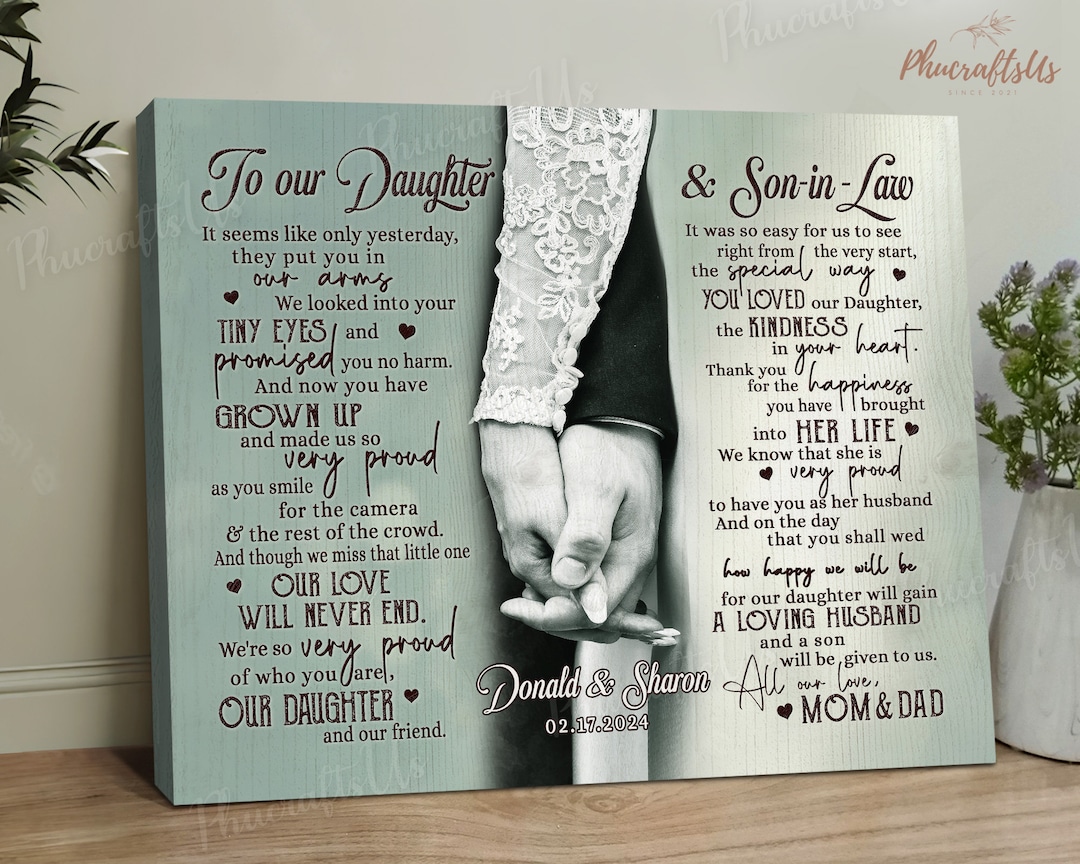 Custom Daughter and Son in Law Wedding Gift, Gift for Groom From ...