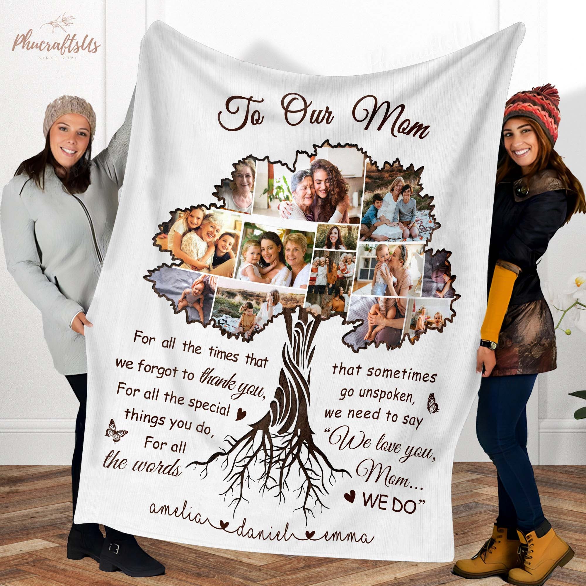 Discover Christmas Gift for Mom, Mom Blanket, Gifts For Mom From Daughter, Custom Family Photo Collage Blanket, Mom Birthday Gift From Daughter