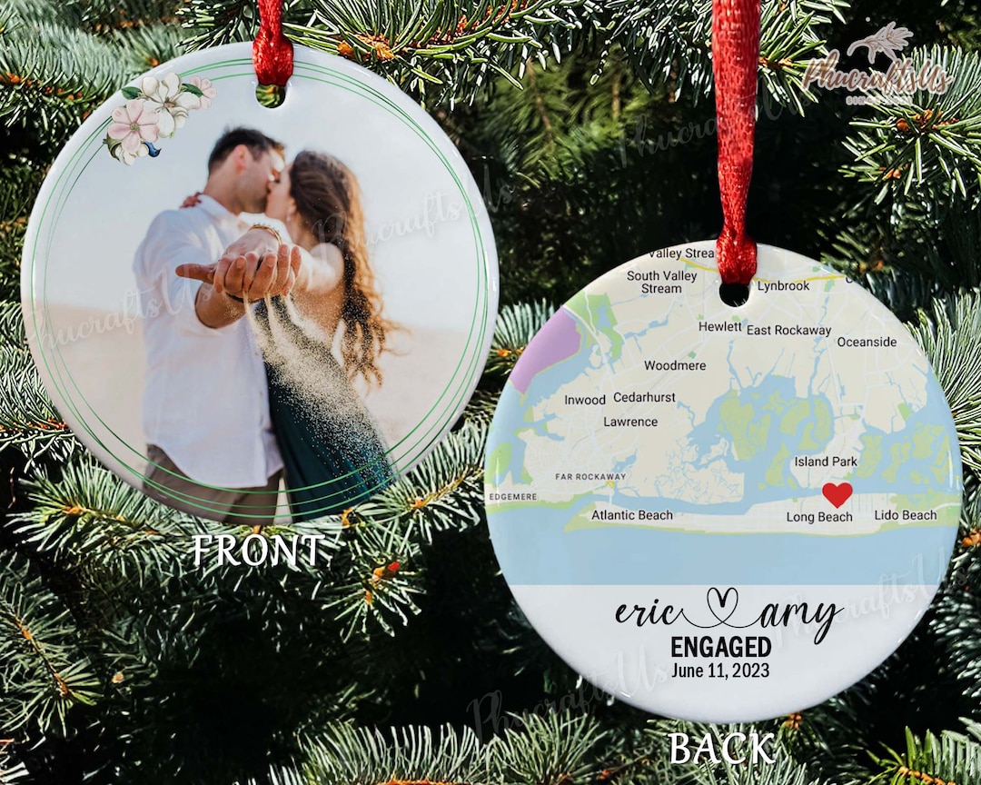 Personalized Christmas Ornaments Engaged, Engagement Photo Ornament