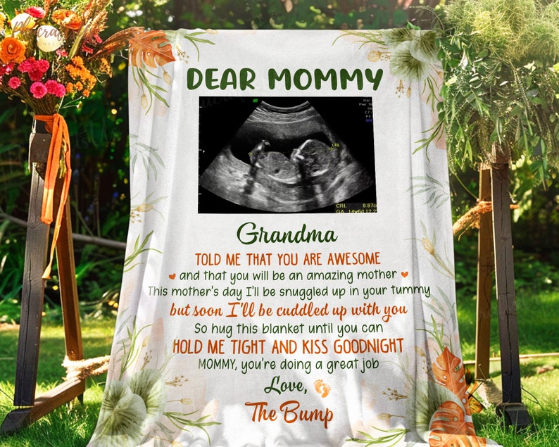 Dear Mommy Personalized Ultrasound Photo Blanket Soon To Be Mom Blanket Expecting Mom Gift Blanket Happy Mother's Day Gift 2024 image 5