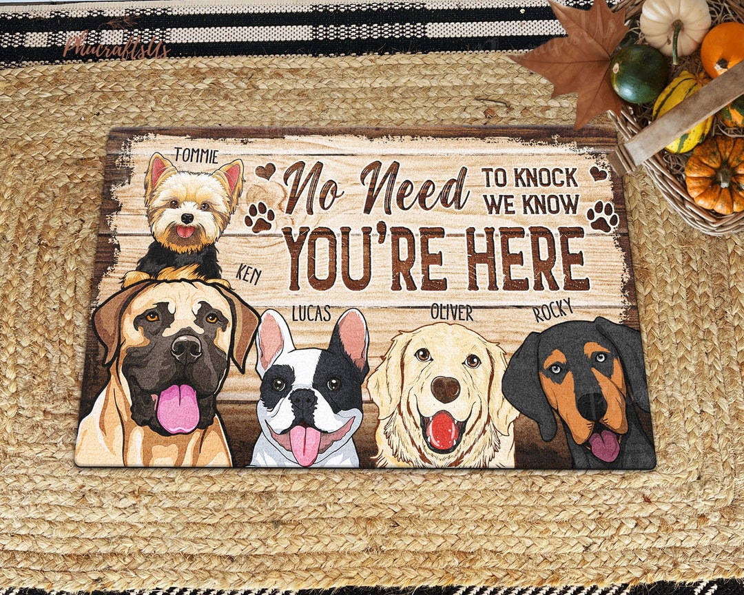 No Need to Knock Doormat, Personalized Dog Doormat Funny Dog Lover Gift