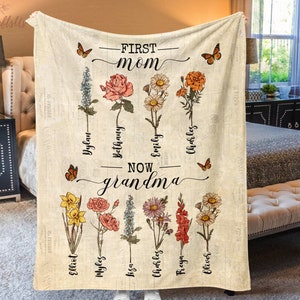 Personalized Grandma's Garden Blanket - Custom Birth Month Flowers & Grandkids Names, Mother's Day Gift - View #10