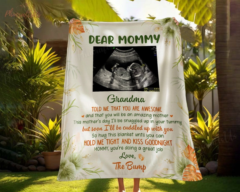 Dear Mommy Personalized Ultrasound Photo Blanket Soon To Be Mom Blanket Expecting Mom Gift Blanket Happy Mother's Day Gift 2024 image 7