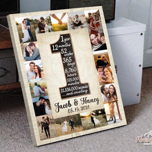 One Year Anniversary Gifts For Girlfriend, Custom Number Photo Collage, Number One Collage, Romantic 10 Year Anniversary Ideas Gift For Him