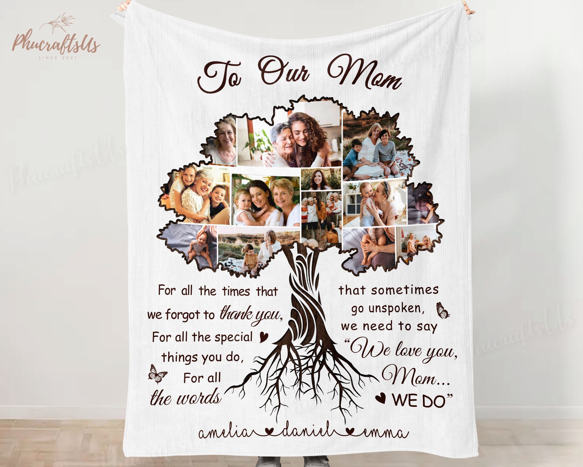 Discover Christmas Gift for Mom, Mom Blanket, Gifts For Mom From Daughter, Custom Family Photo Collage Blanket, Mom Birthday Gift From Daughter