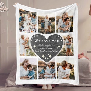Personalized Photo Collage Grandma Blanket Gifts, Mothers Day Gift For Grandma From Grandkids, Mother Day Gift For Mom From Daughter Blanket