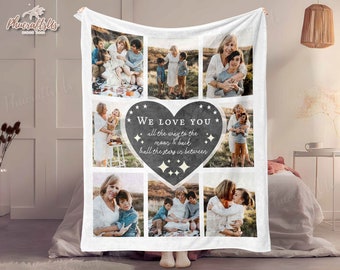 Personalized Photo Collage Grandma Blanket Gifts, Mothers Day Gift For Grandma From Grandkids, Mother Day Gift For Mom From Daughter Blanket