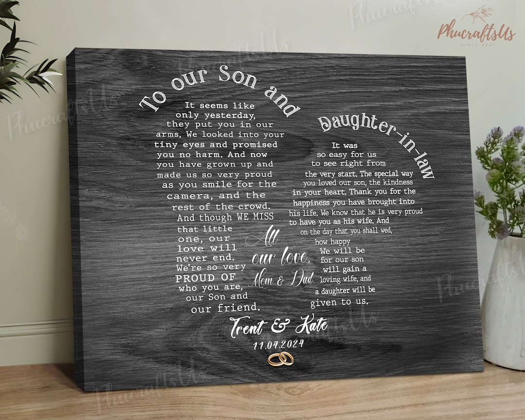 To Our Son and Daughter in Law Wedding Gift, Gift for Bride From ...