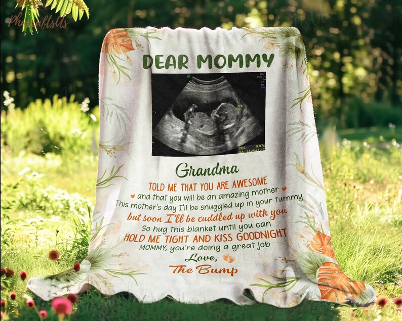 Dear Mommy Personalized Ultrasound Photo Blanket Soon To Be Mom Blanket Expecting Mom Gift Blanket Happy Mother's Day Gift 2024 image 4