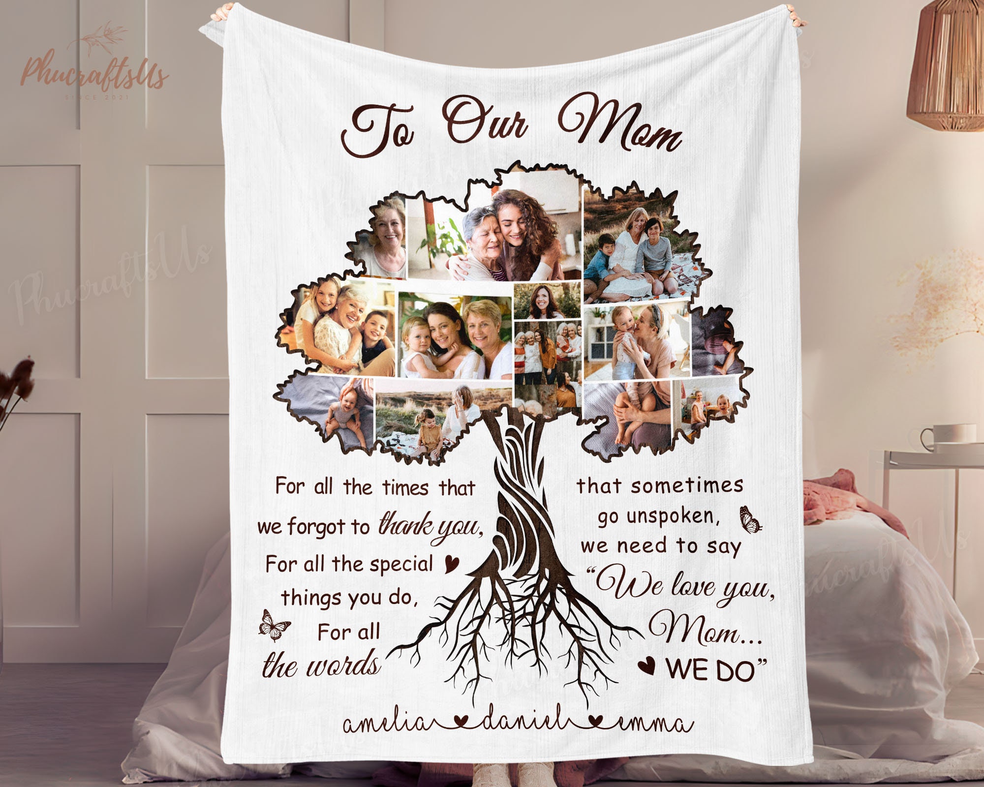 Discover Christmas Gift for Mom, Mom Blanket, Gifts For Mom From Daughter, Custom Family Photo Collage Blanket, Mom Birthday Gift From Daughter