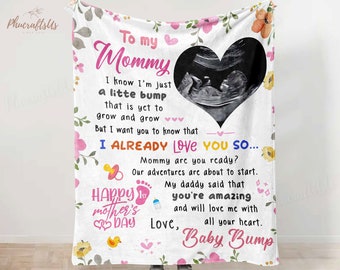 1st Mothers Day Gift For Mom, Mom Blanket Gift For Mommy, New Pregnancy Gift For Mom, Custom Photo Ultrasound New Mom Gift Best Gift For Her