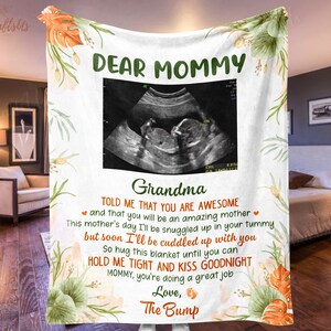 Dear Mommy Personalized Ultrasound Photo Blanket Soon To Be Mom Blanket Expecting Mom Gift Blanket Happy Mother's Day Gift 2024 image 9