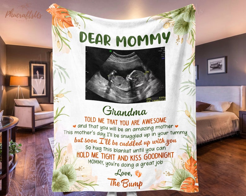 Dear Mommy Personalized Ultrasound Photo Blanket Soon To Be Mom Blanket Expecting Mom Gift Blanket Happy Mother's Day Gift 2024 image 9