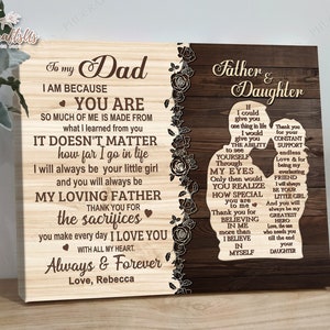 Father's Day Gift For Dad From Daughter Canvas Wall Art, Thoughtful Father Birthday Gift For Husband From Wife, Daddy Daughter Gift