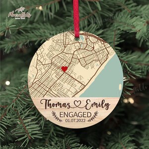 Beach Engaged Ornament, Engagement Christmas Ornament, Personalized