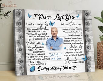 I Never Left You Memorial Canvas | Custom Photo Wall Art For Loss Of Grandpa | In Loving Memory Gifts For Loss Of Dad | Condolence Gift