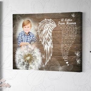 Letter From Heaven Sympathy Gift Loss Of Grandson, Losing A Child Angel Wings, Memorial Gift For Loss Of Baby, Grieving Friend Cheer Up Gift