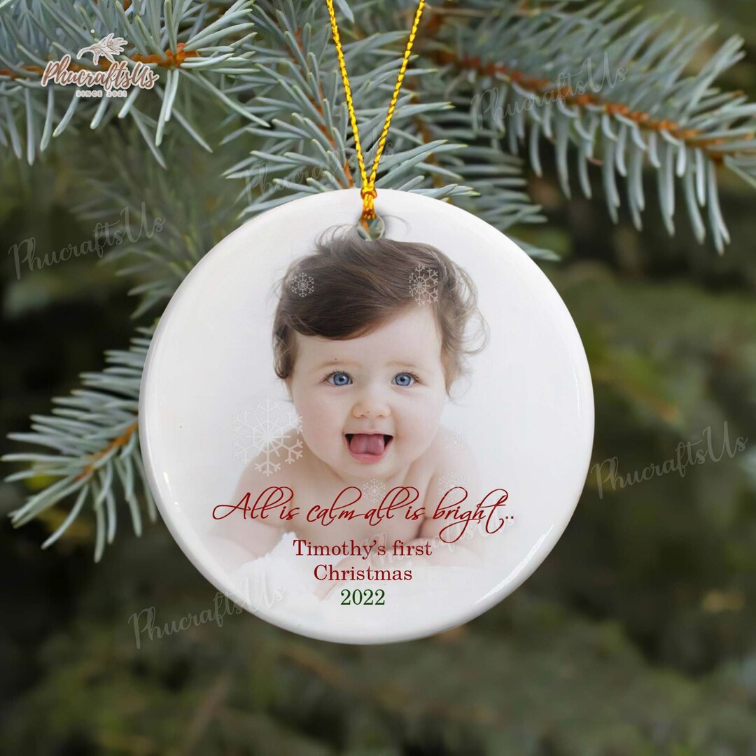 Baby's First Christmas Personalized Ornament Custom Photo Etsy