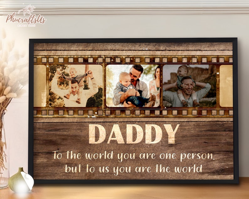 Personalized Gift For Dad From Kids Wall Art Custom Photo Daddy And Baby Wall Art Gift For Dad From Wife Happy Father's Day Gift 2024 image 3