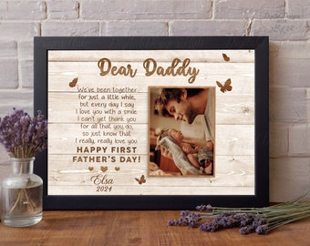 Personalized First Fathers Day Gift Wall Art | Dear Daddy Gift From Baby Wall Art | Custom Photo Canvas | Happy First Father's Day Gift 2024