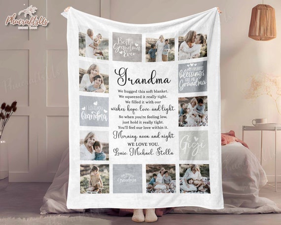 Custom Photo Collage Gifts for Grandma Blanket Personalized Mother s Day Gift for Grandma Custom We Hug This Blanket Gift for Mom Etsy