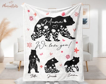 Personalized Mother's Day Blanket | Mama Bear Blanket Mothers Day Gift  | We Love You Mama Blanket For Mother | Mothers Day Gift For Mom