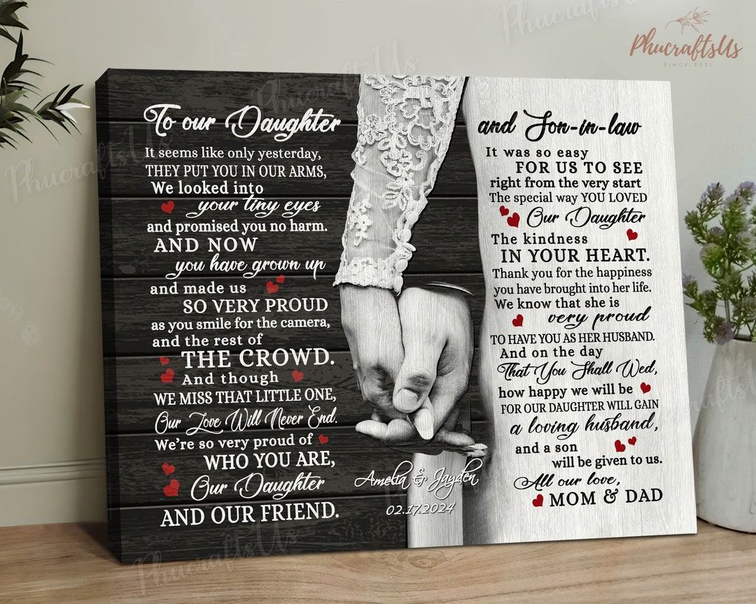 Personalized Daughter and Son in Law Wedding Gift, Gift for Groom From ...