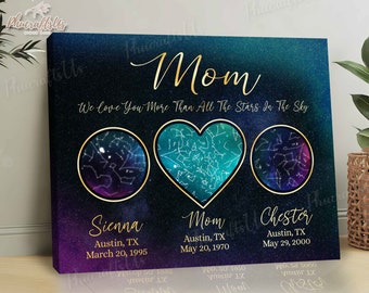 Custom Star Map Mothers Day Gift For Mom From Daughter Son, Best Mom Ever Star Map By Date Birthday Gift, Night Sky Mom Appreciation Gift