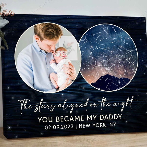 First Time Dad Gift, Custom Star Map Print Gift For First Time Dad, Dad Birthday Gift From Daughter Son, Sentimental Gift For New Dad