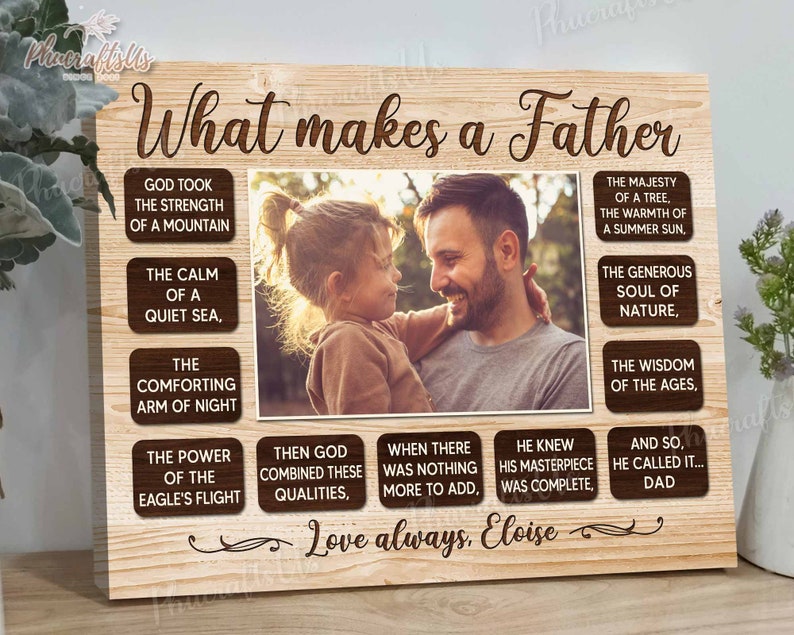 Fathers Day Gifts From Daughter, Dad Gift From Wife For Husband, Custom Photo Portrait Dad Birthday Gifts From Kids, Son, Baby Wrapped Canvas