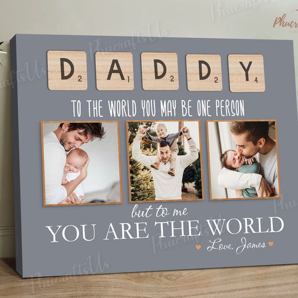 Father's Day Gift For First Time Dad, Photo Canvas For New Dad, Custom Photo Collage Canvas For First Time Dad, First Fathers Day Gift 2024