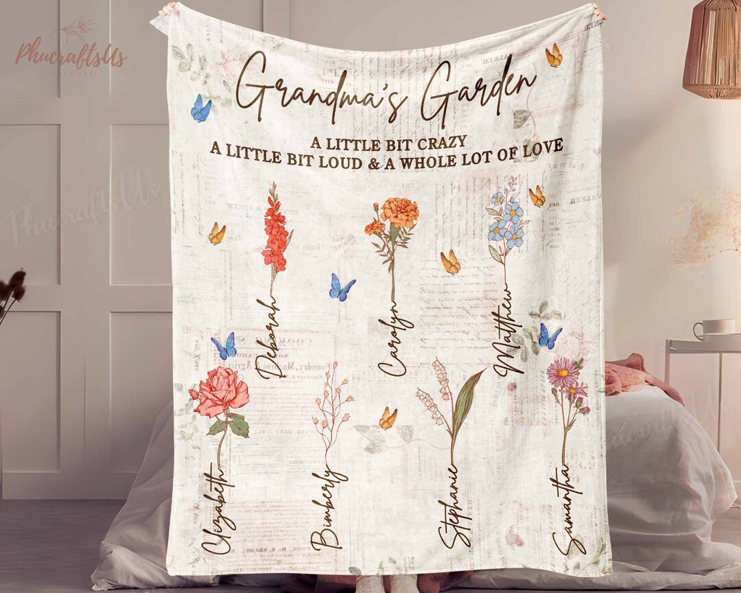 Grandma Garden Gift, Grandma Christmas Gift Blanket Grandmas Reasons to Bee Happy, Grandmother ...