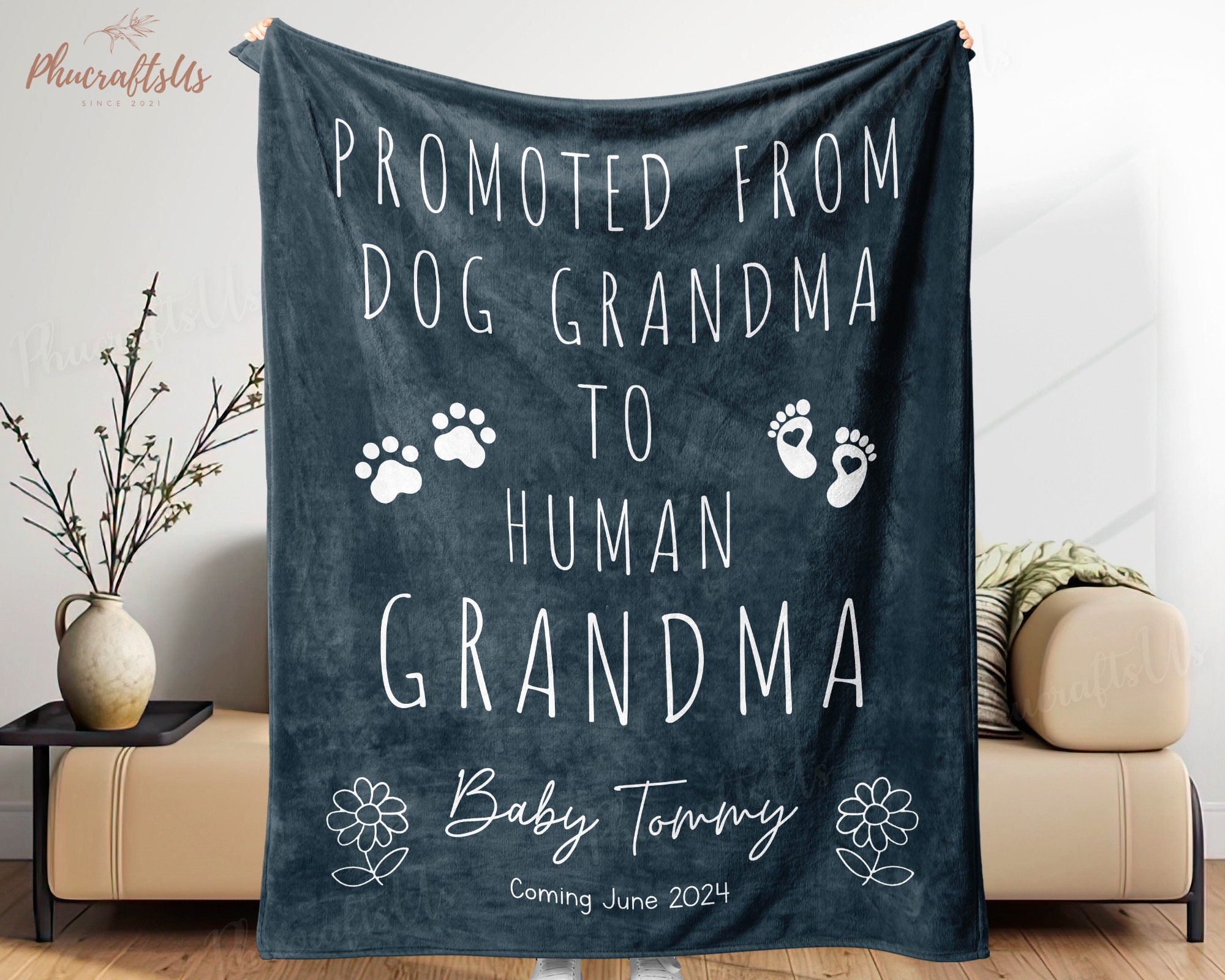 Promoted From Dog Grandma To Human Grandma | Grandma To Be Gift From Bump Blanket | Gift For New Grandma | Happy Mother's Day Gift 2025