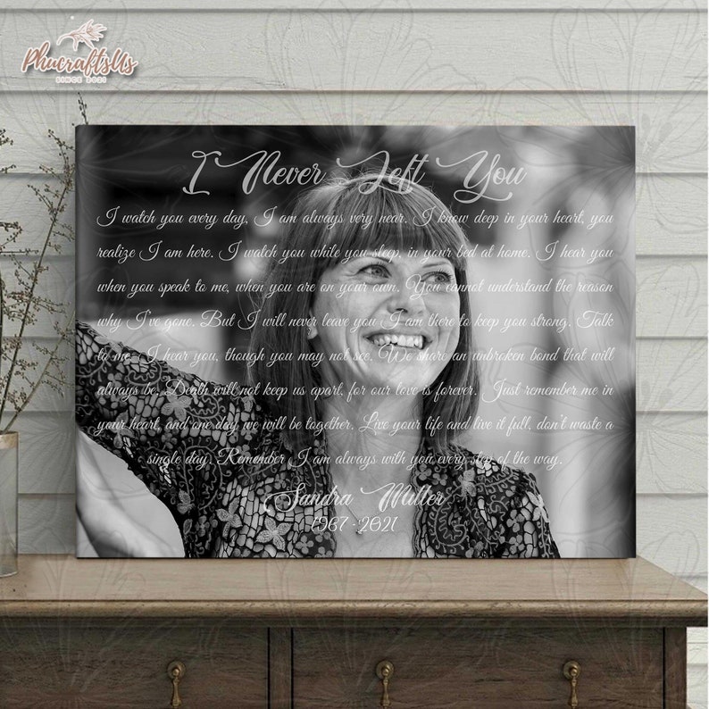 Loss Of Mom I Never Left You Memorial Canvas Gift, Loss Of Mother Sympathy Gift, In Loving Memory Gifts For Loss Of Loved One Ready To Hang image 6