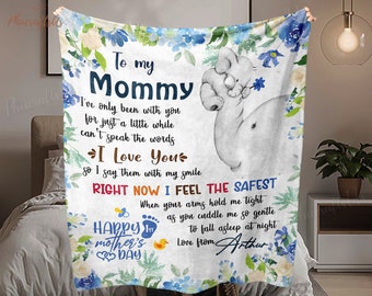 Personalized To My Mom First Mother's Day Blanket | Elephant Mom And Son Blanket | Happy Mother's Day Gift For First Mom | 1st Mother Gift