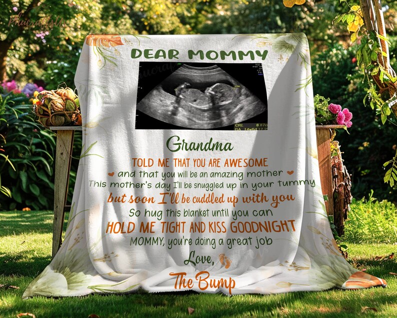 Dear Mommy Personalized Ultrasound Photo Blanket Soon To Be Mom Blanket Expecting Mom Gift Blanket Happy Mother's Day Gift 2024 image 6