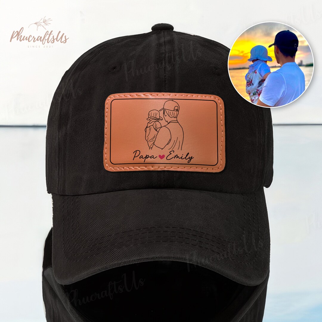 Custom Dad Hat, Custom Outline Portrait Trucker Hat Gifts for Papa ...