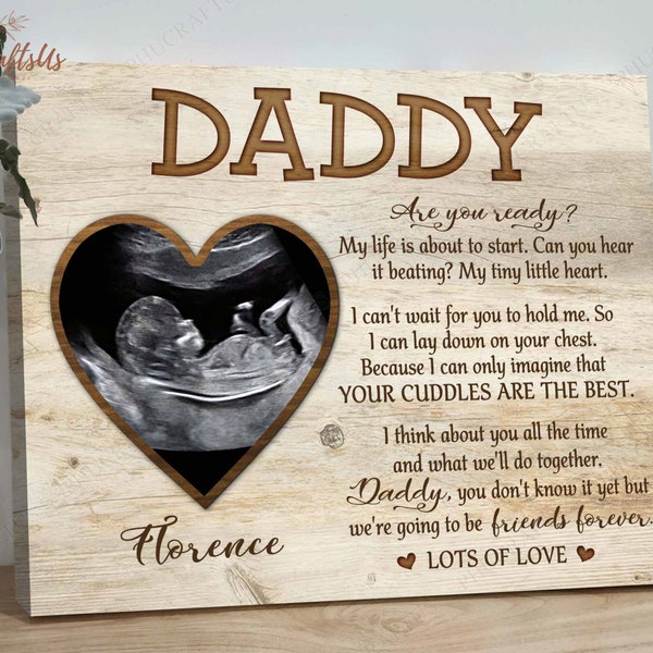 Expecting Dad Gifts, First Dad Gift From Baby, Custom Photo Gifts For Dad To Be, Custom Ultrasound Canvas Gift For Dad Birthday