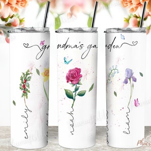 Custom Birth Flower Tumbler Gift, Birthday Gift For Mom, Personalized Tumbler With Name Birth Month Gift, Mom Birthday Gift Family Keepsake