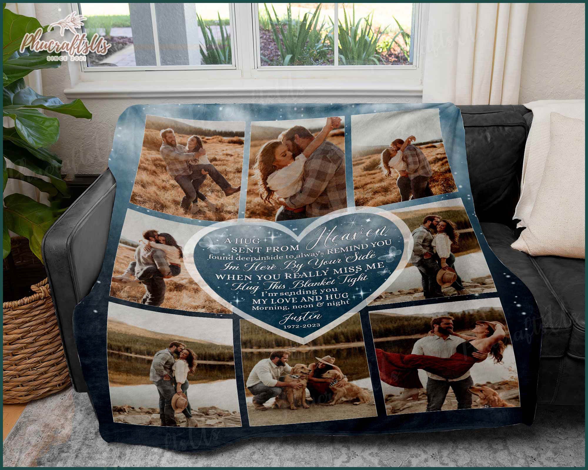 Hug Personalized Sympathy Throws Personalized Memorial Photo - Main Image