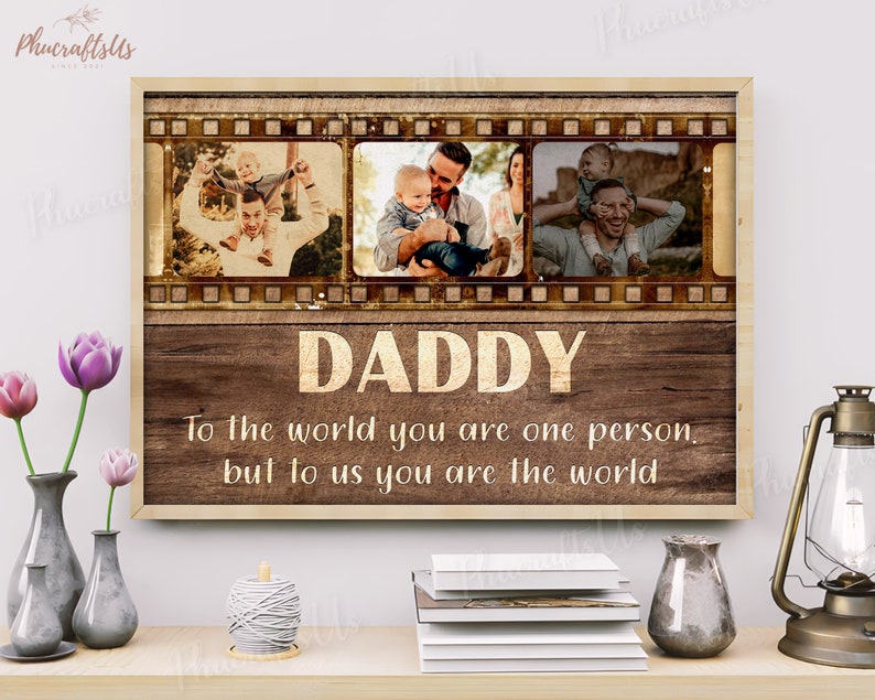 Personalized Gift For Dad From Kids Wall Art Custom Photo Daddy And Baby Wall Art Gift For Dad From Wife Happy Father's Day Gift 2024 image 8