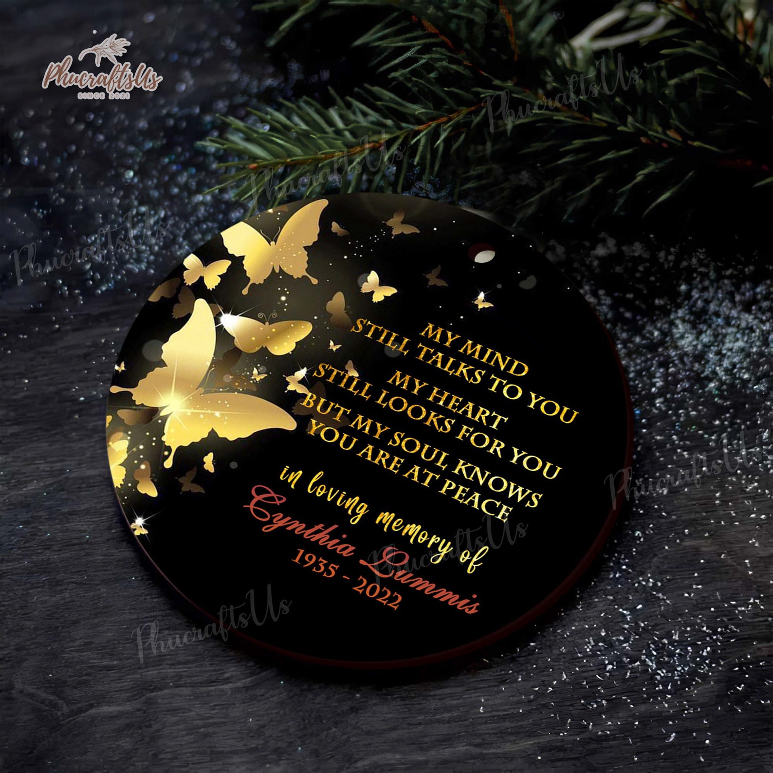 Grief Gift in Memory Ornament Butterflies My Mind Still Etsy