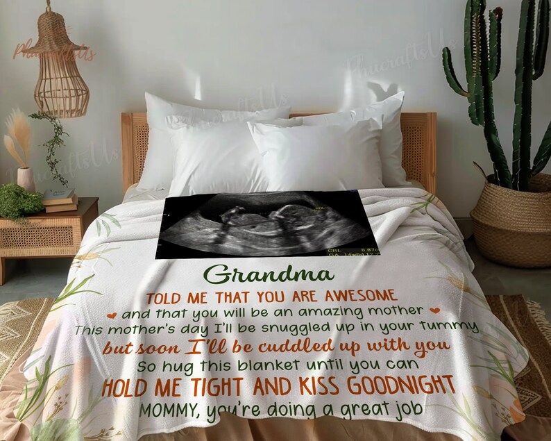 Dear Mommy Personalized Ultrasound Photo Blanket Soon To Be Mom Blanket Expecting Mom Gift Blanket Happy Mother's Day Gift 2024 image 8