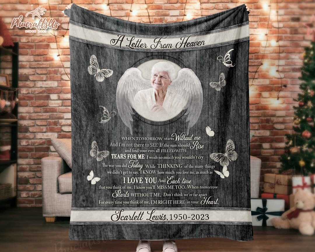 Memorial Blankets With Photo for Loss of Mother, A Letter From Heaven
