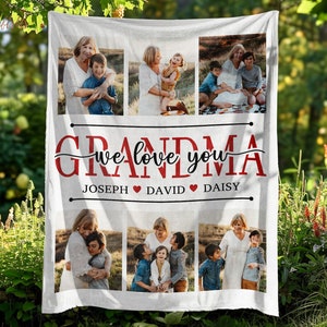 Personalized Grandma Photo Gifts Blanket | Grandma We Love You Blanket Gift | Custom Photo Collage Grandma Gift | Mothers Day Gift For Gigi