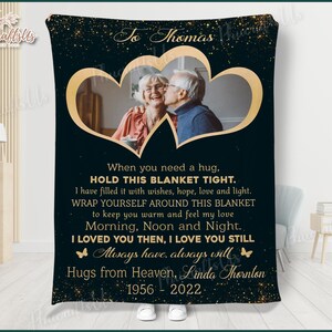 Memorial Blanket Gift Loss Of Husband, Hug From Heaven Gift For Loss Of Mother, Sympathy Gifts, Custom Photo Mothers Day Blanket Gift