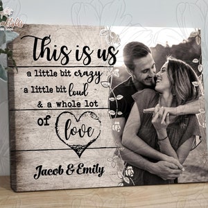 First Anniversary This Is Us Gift For Boyfriend, Custom 1st Anniversary Canvas Wall Art Gift For Him, Romantic Engagement Couple Gift