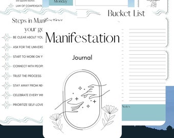 Manifestation Journal | Manifest your dream life | Coloring Manifestation Guide with Prompts